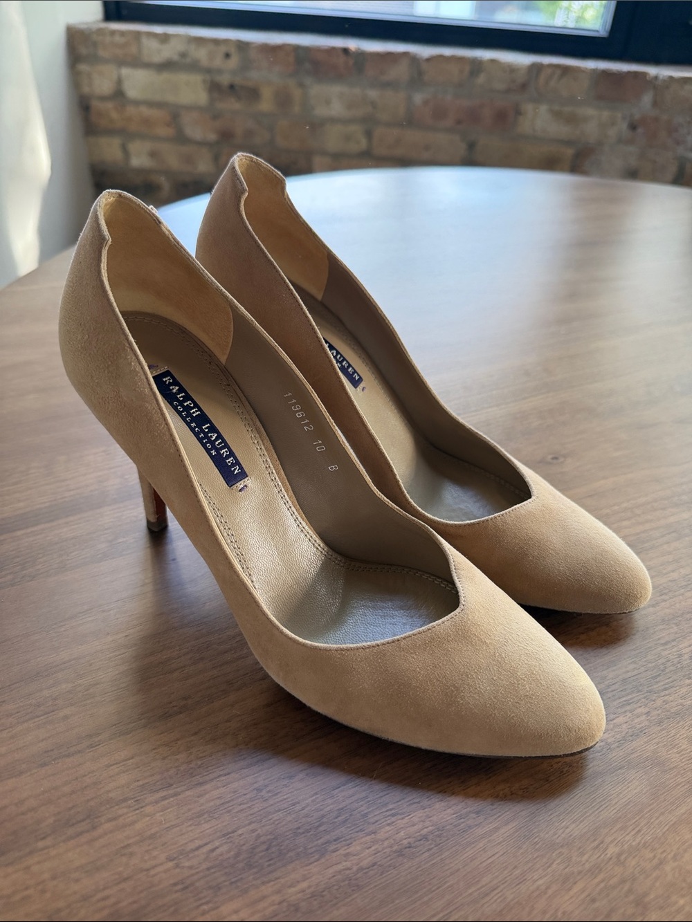Ralph Lauren Collection Tan Suede Pointed-Toe Pumps